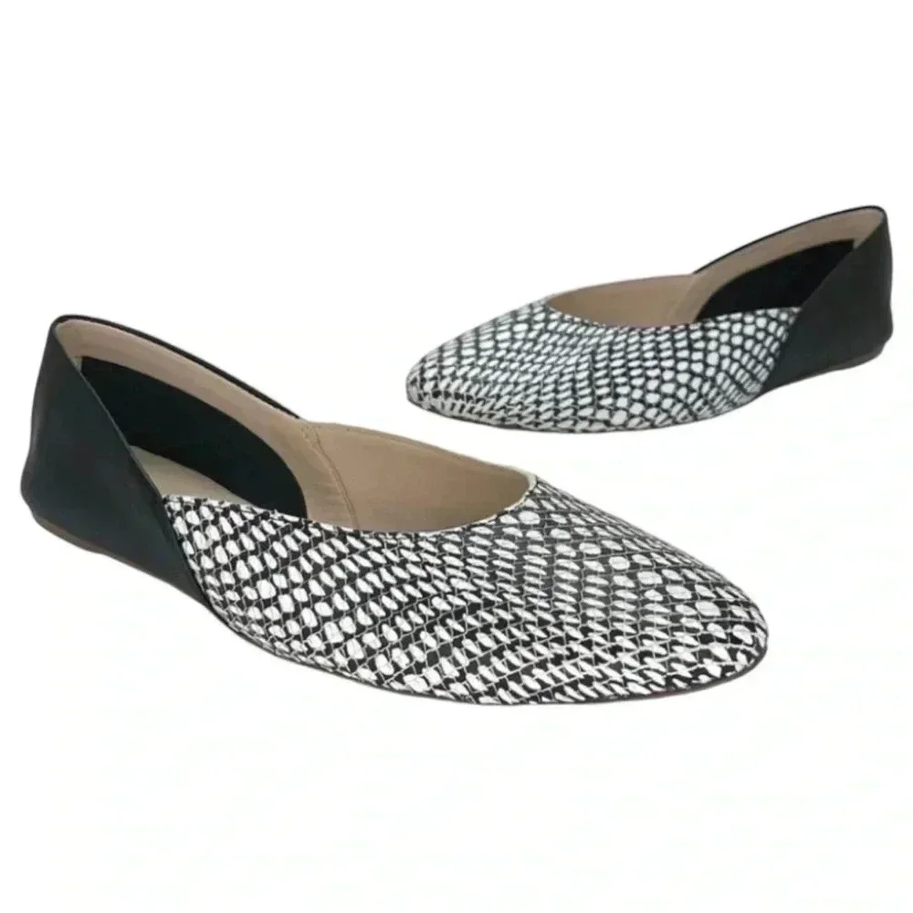 Botkier Britt Womens Flats 5.5M Leather Snake Print Slip On